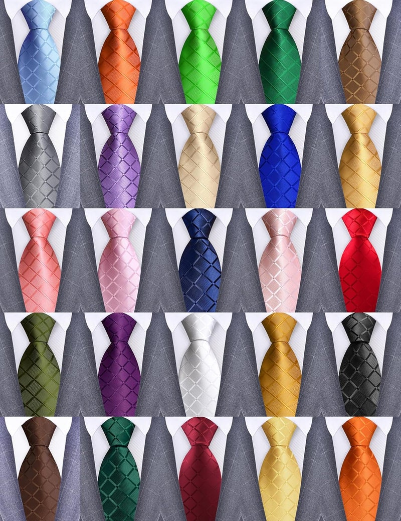 GUSLESON 3.15"(8cm) Fashion Solid Plaid Ties Mens Woven Jacquard Necktie for Wedding - Image 4